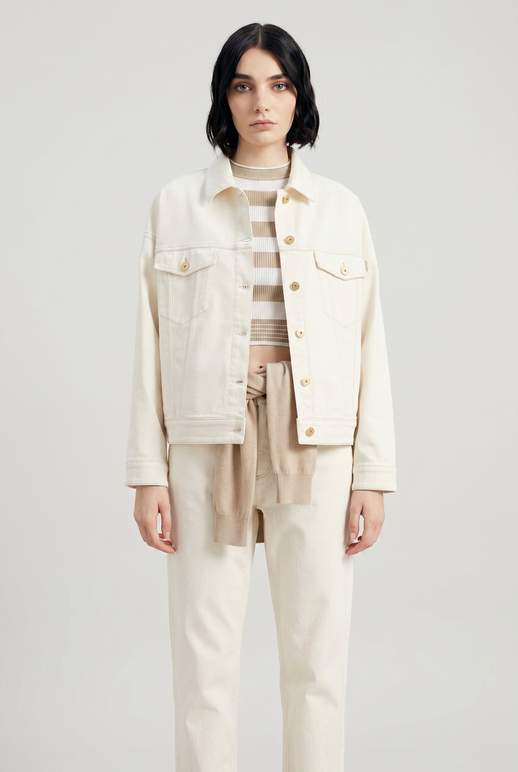 BRUNELLO CUCINELLI WOMEN'S OFF WHITE COTTON JACKET