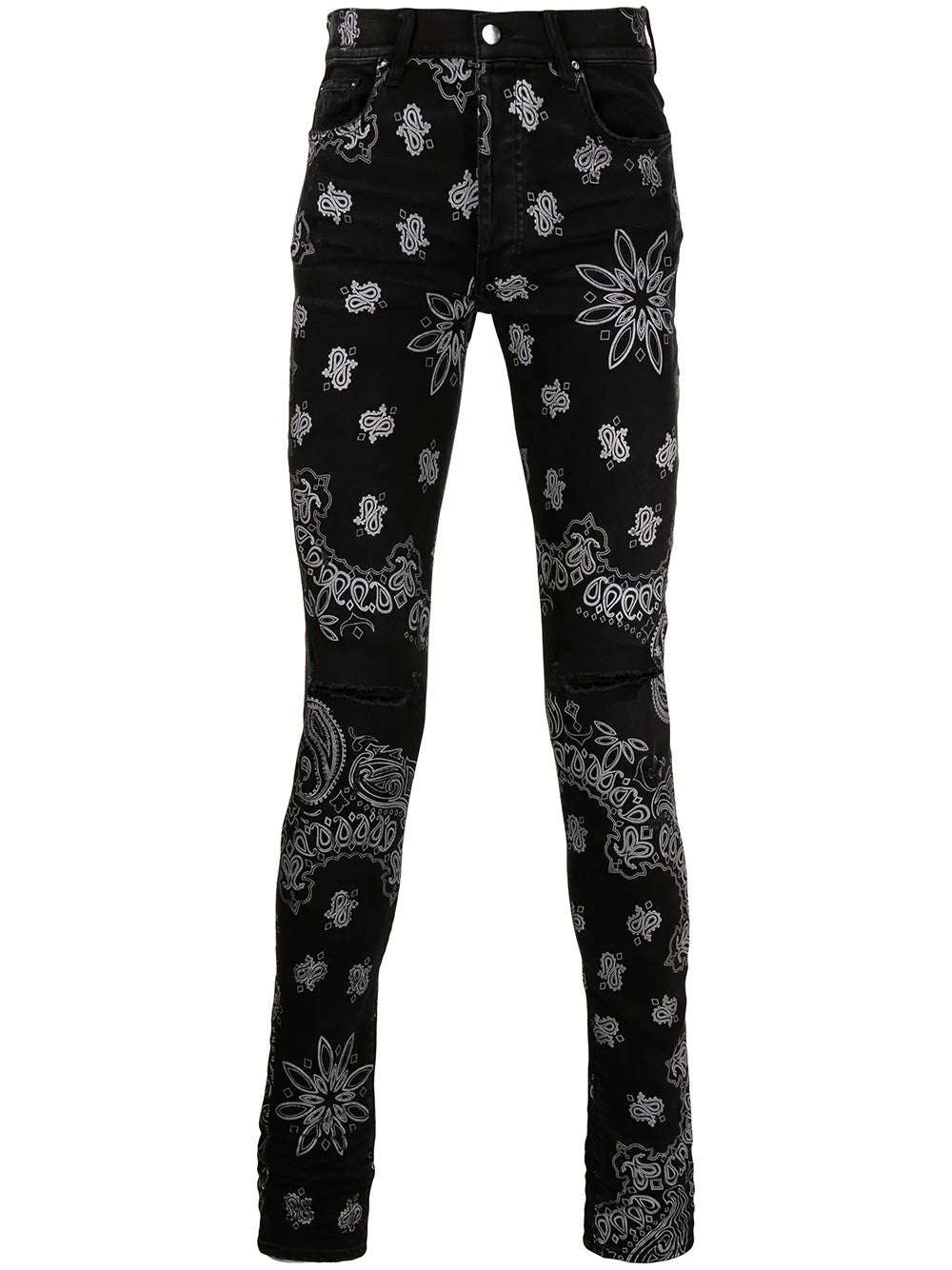 AMIRI MEN'S BLACK PATTERNED SKINNY TROUSERS