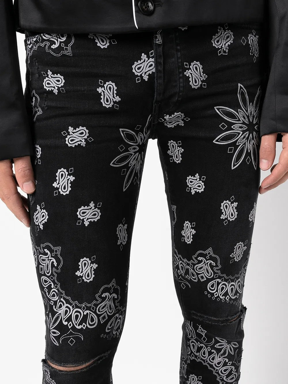 AMIRI MEN'S BLACK PATTERNED SKINNY TROUSERS