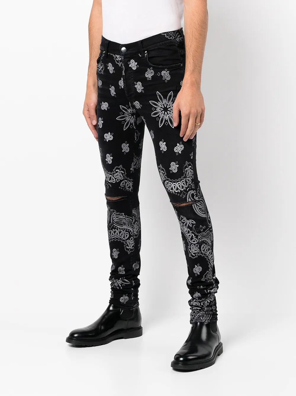 AMIRI MEN'S BLACK PATTERNED SKINNY TROUSERS