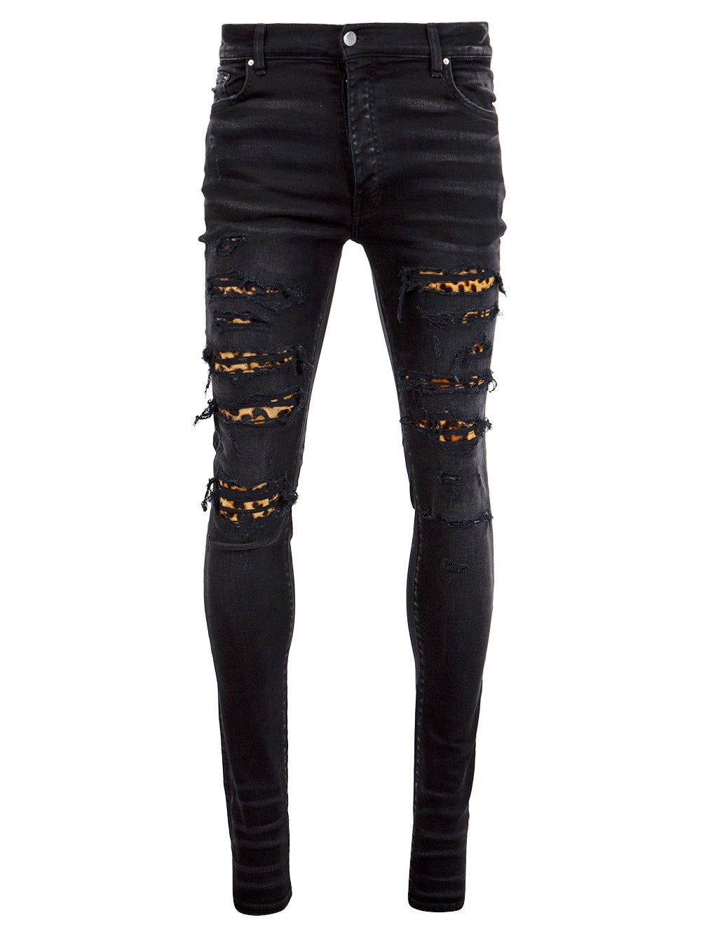 AMIRI MEN'S BLACK DISTRESSED SKINNY TROUSERS