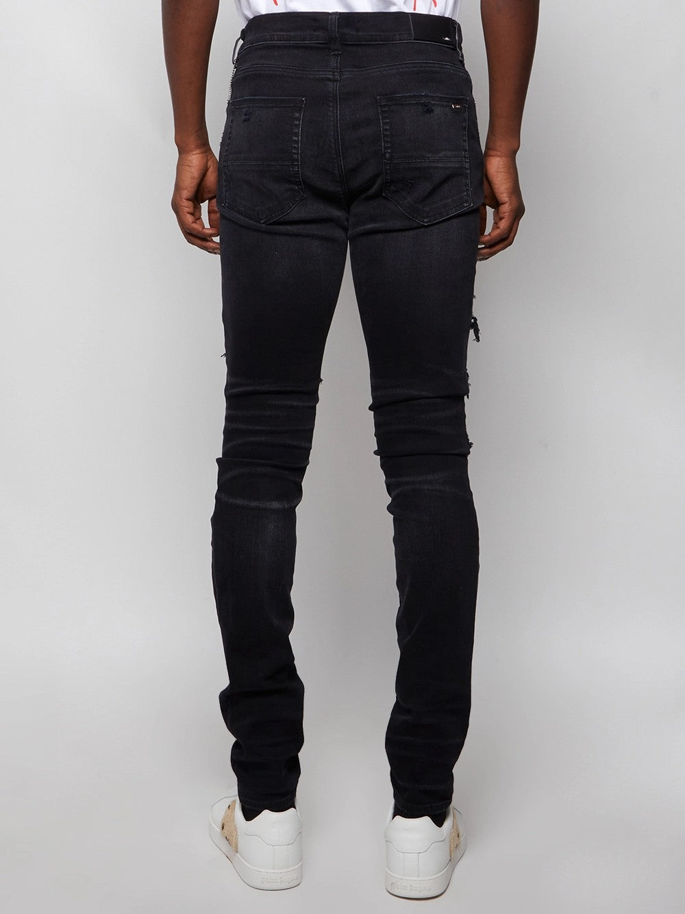 AMIRI MEN'S BLACK DISTRESSED SKINNY TROUSERS