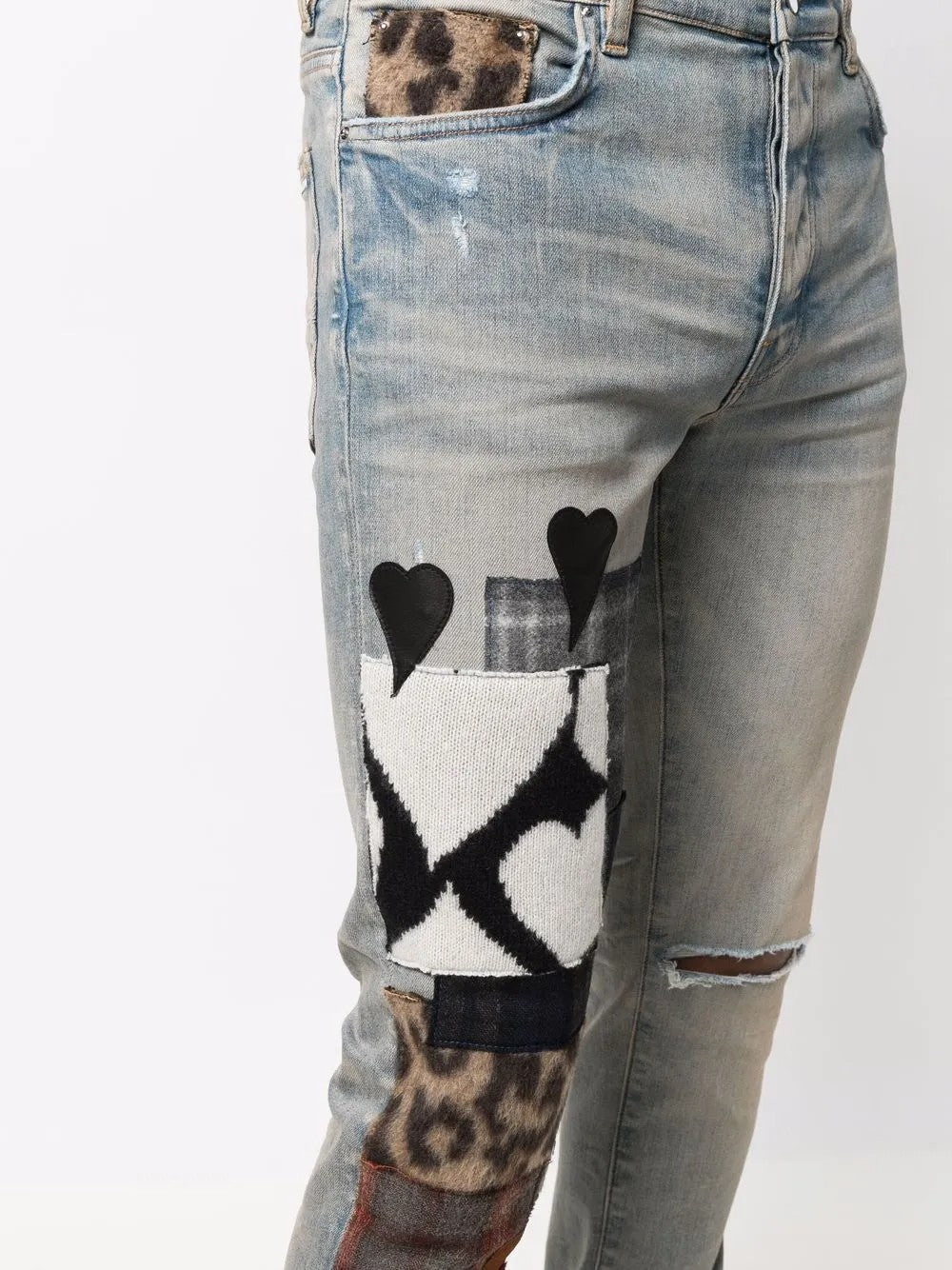 AMIRI MEN'S LIGHT BLUE PATCHED SLIM TROUSERS