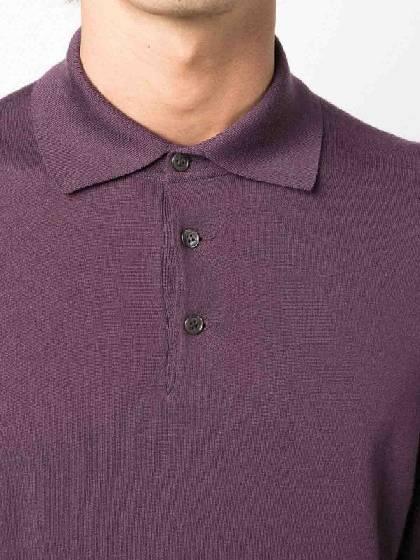 BRUNELLO CUCINELLI MEN'S DARK PURPLE WOOL POLO SHIRT
