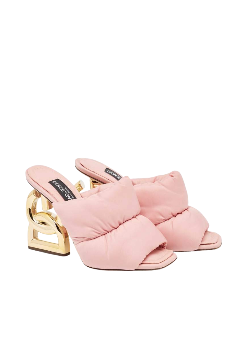 Dolce & Gabbana Pink Quilted Nylon DG Heel Slide Sandals
