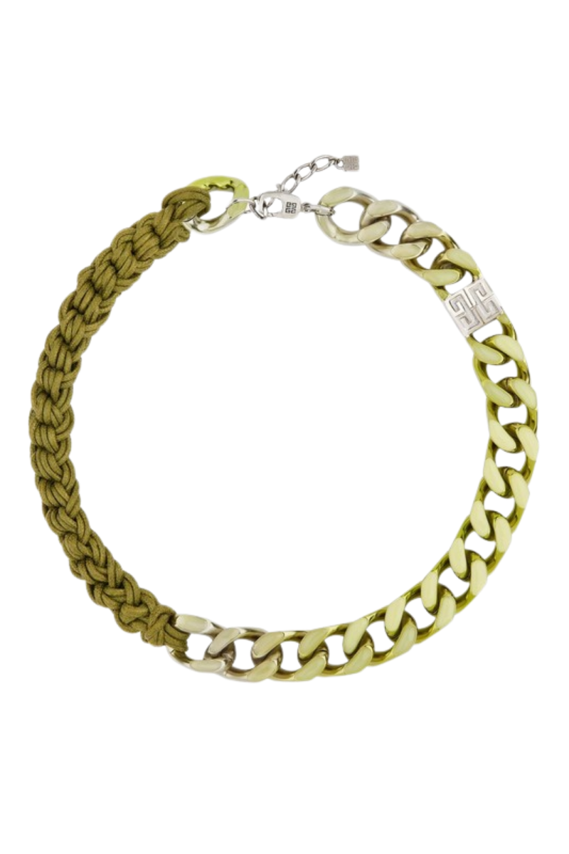 Givenchy Chain Mixed Crochet Short Necklace_Lime