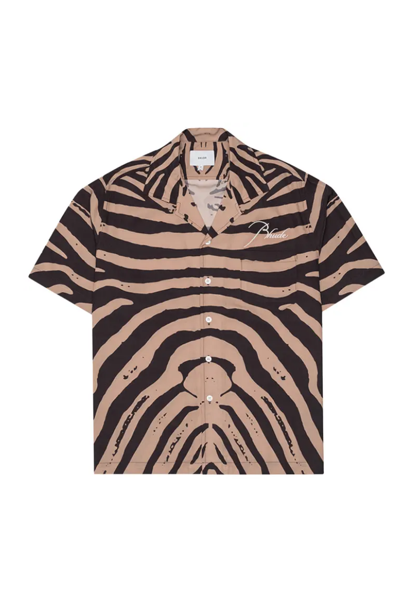 Rhude Zebra Silk Shirt Black/Tan