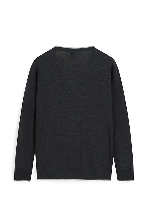 ELEVENTY WOMEN'S DARK BLUE V NECK SWEATER