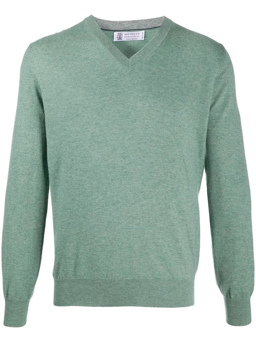 BRUNELLO CUCINELLI MEN'S LIGHT GREEN WOOL SWEATER