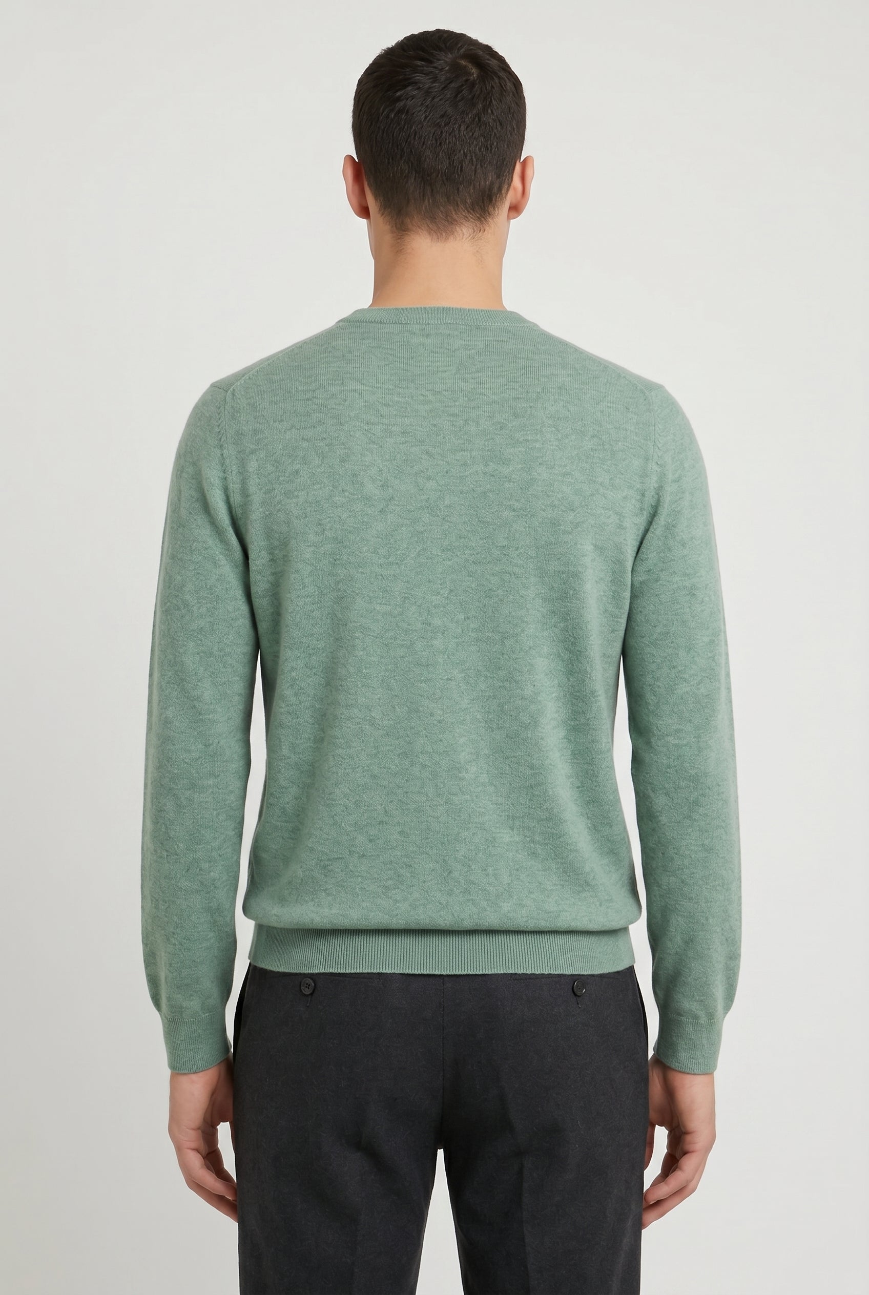 BRUNELLO CUCINELLI MEN'S LIGHT GREEN WOOL SWEATER