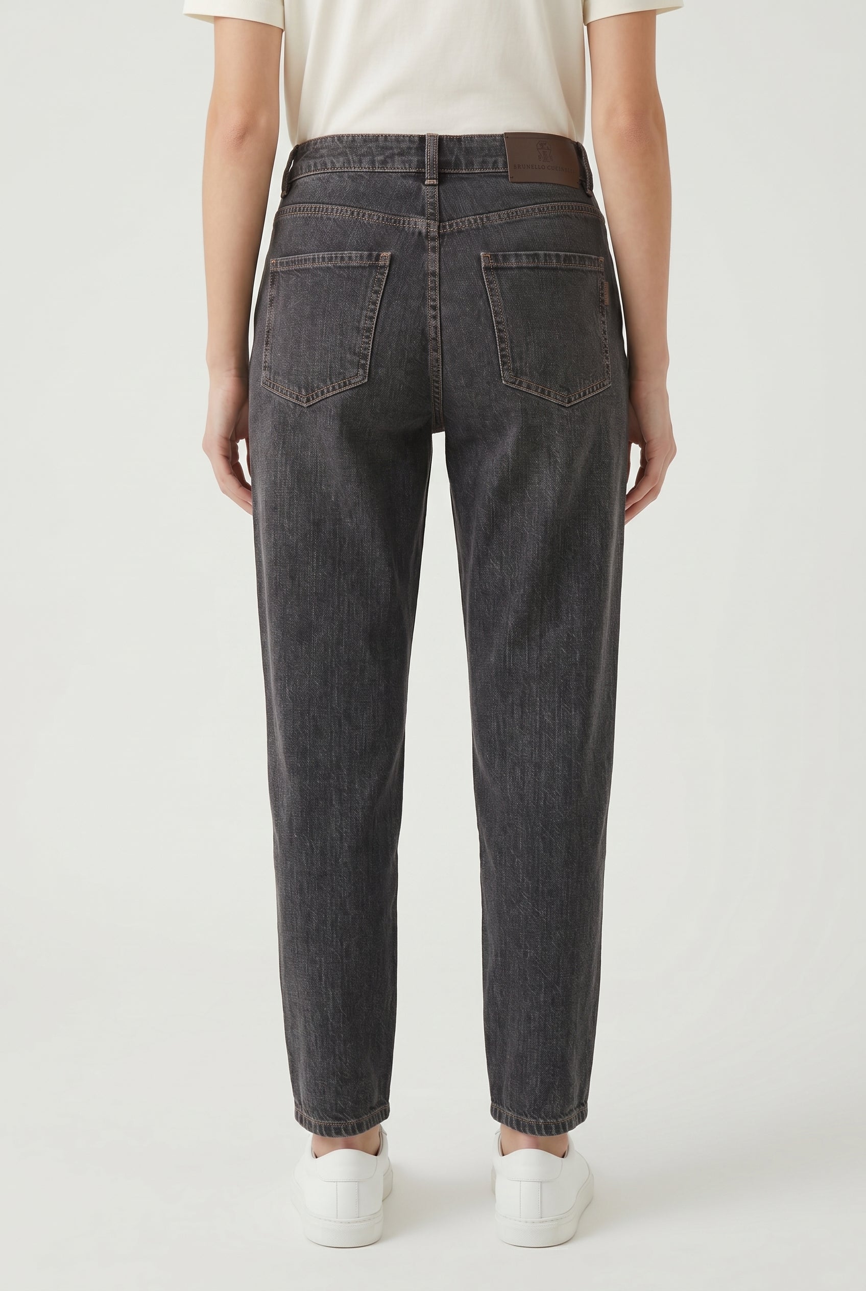 BRUNELLO CUCINELLI WOMEN'S DARK GREY TAPERED TROUSERS