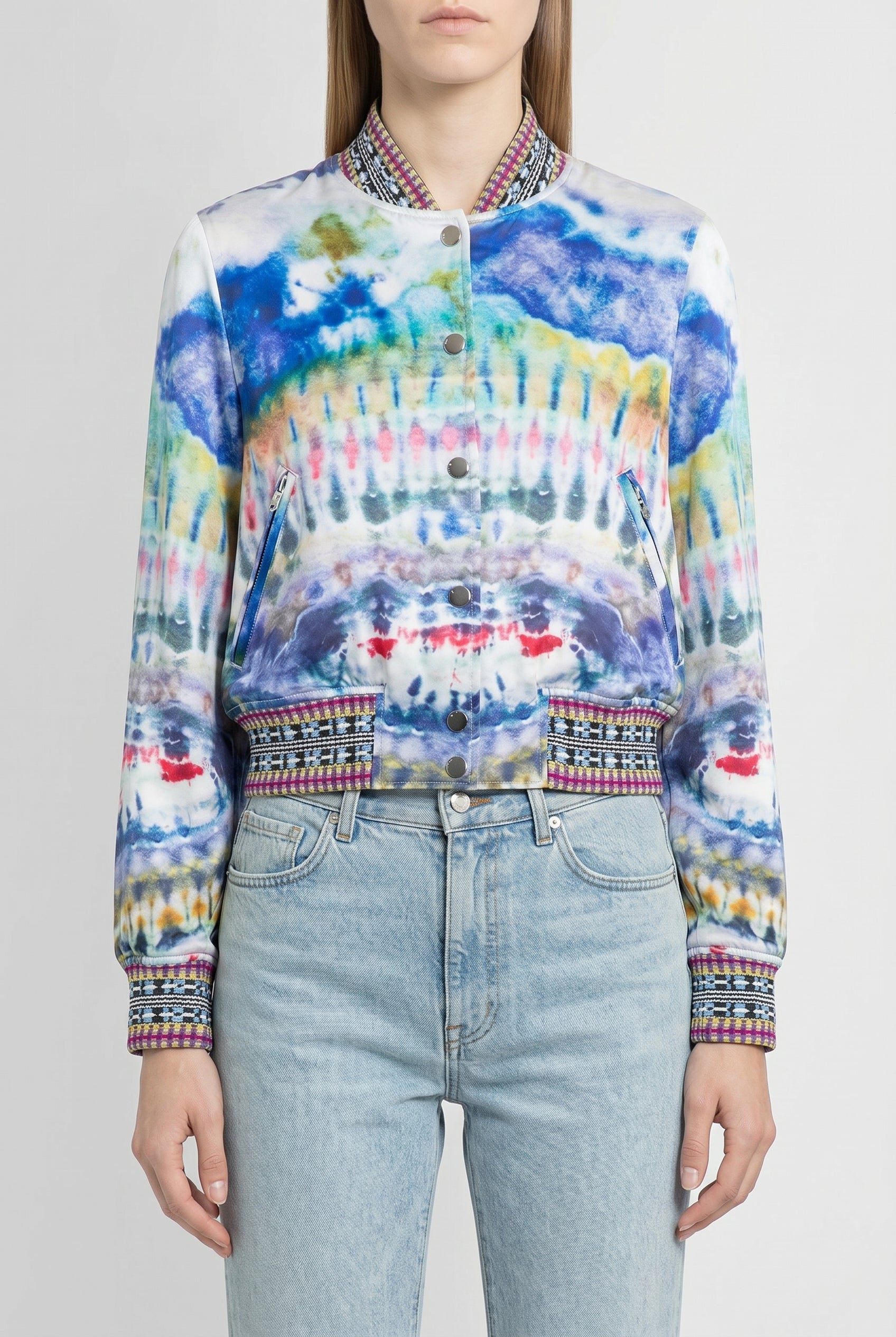 AMIRI WOMEN'S MULTICOLOR CROPPED BOMBER JACKET
