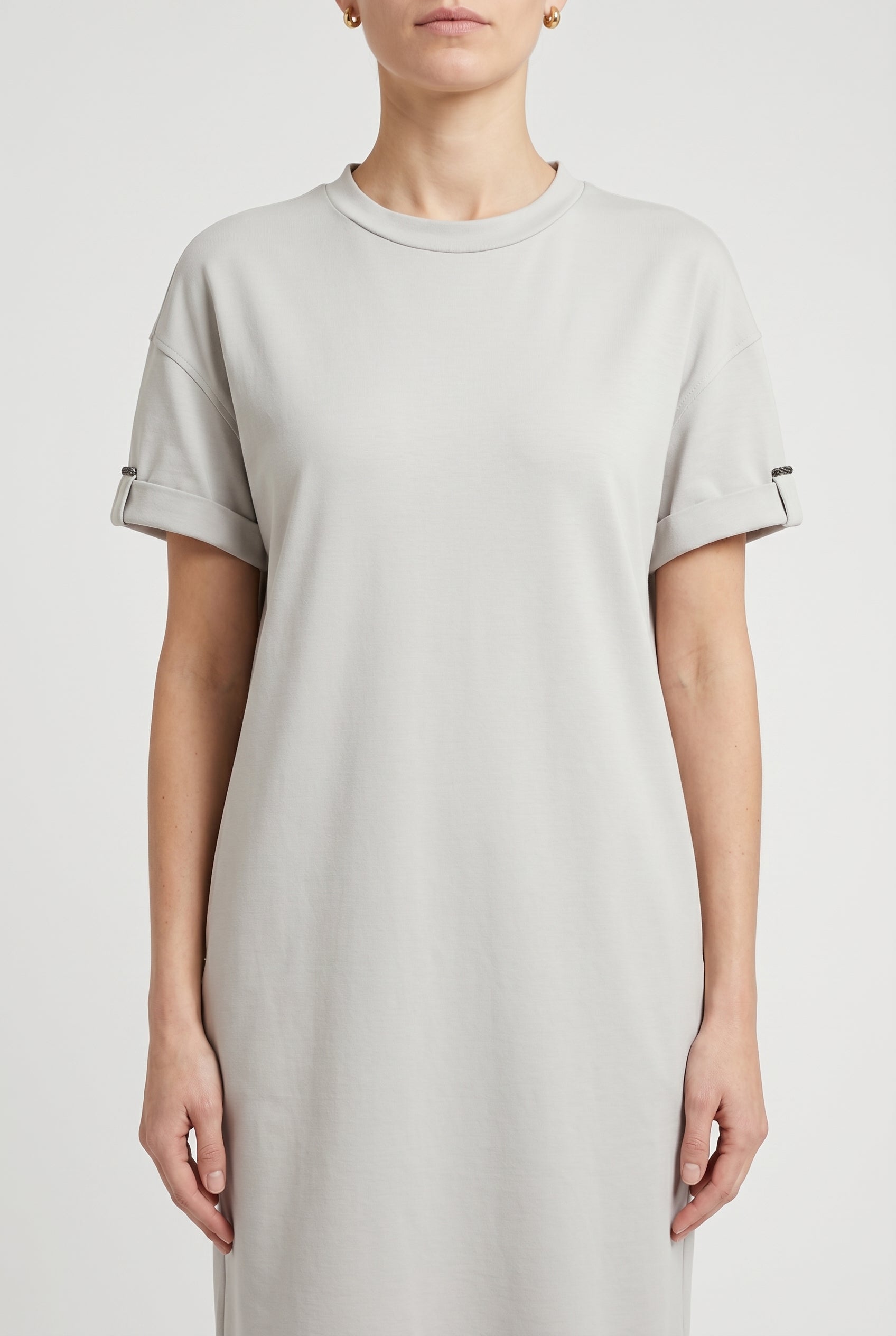 BRUNELLO CUCINELLI WOMEN'S LIGHT GREY RELAXED DRESS