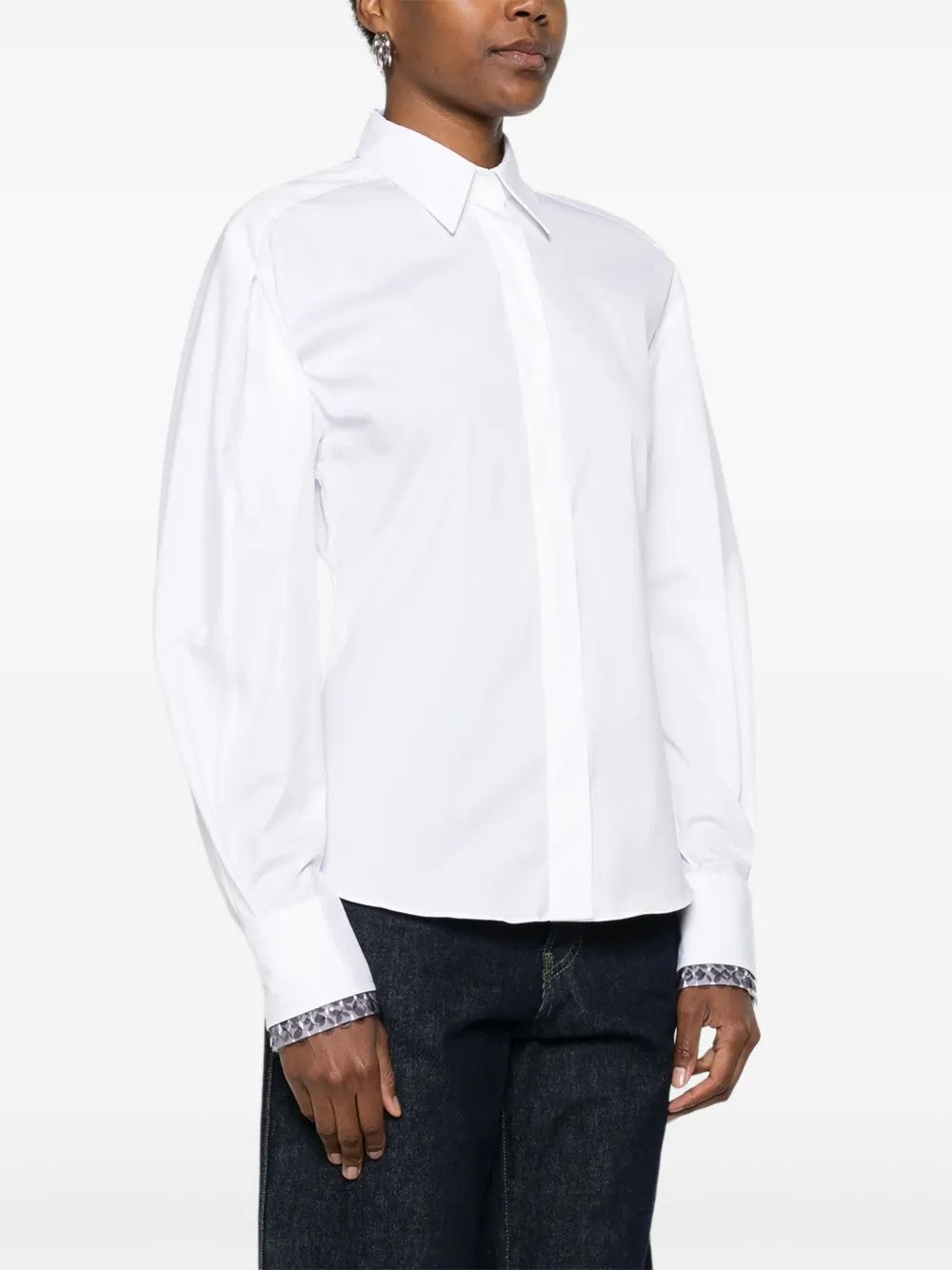 BRUNELLO CUCINELLI WOMEN'S WHITE CLASSIC BUTTON SHIRT