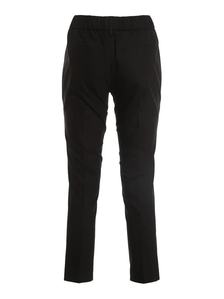 BRUNELLO CUCINELLI WOMEN'S BLACK RELAXED COTTON TROUSERS