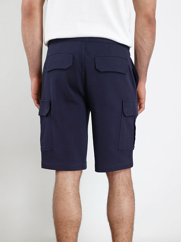 BRUNELLO CUCINELLI MEN'S DARK BLUE CARGO SHORTS