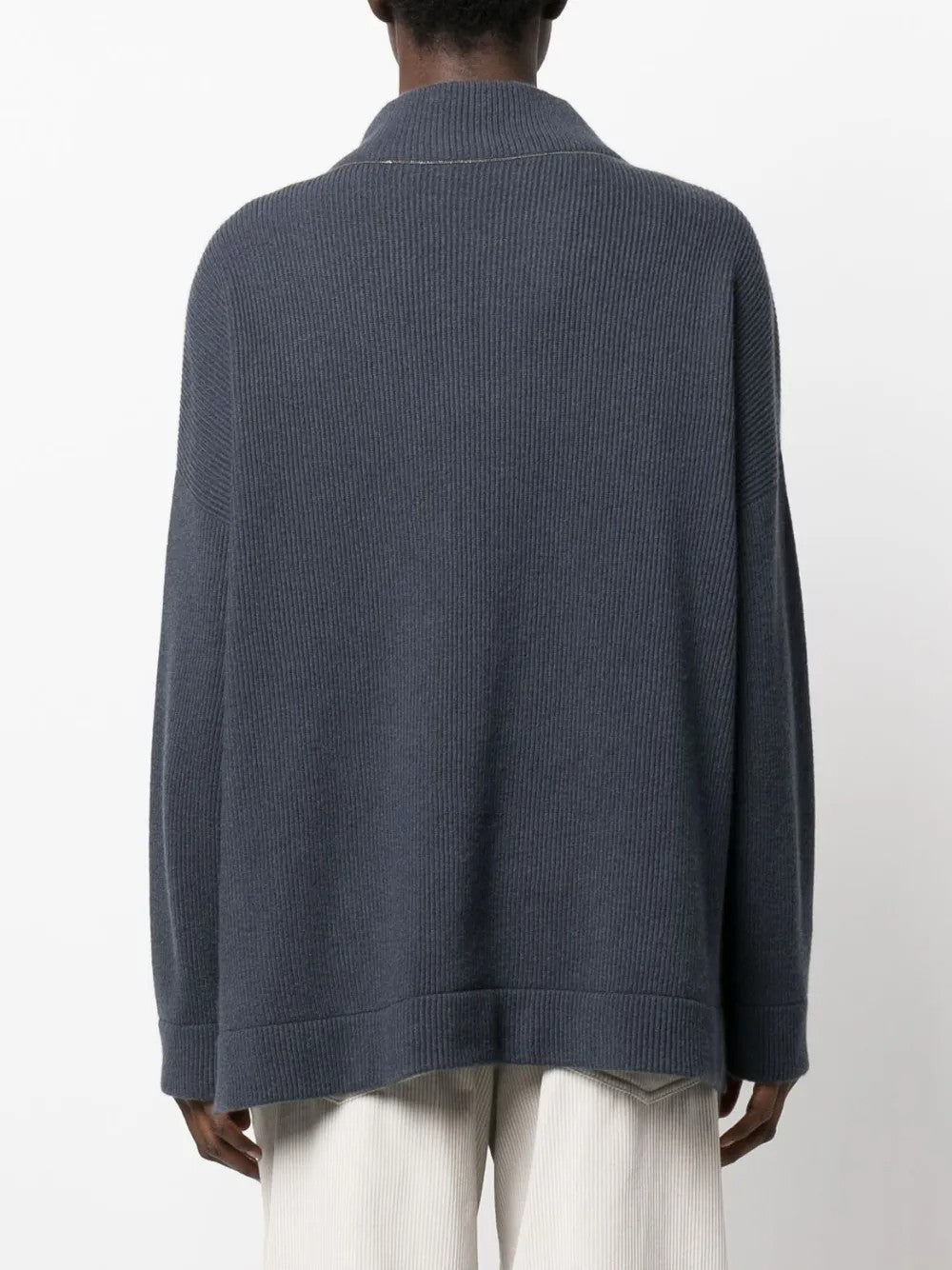 BRUNELLO CUCINELLI WOMEN'S DARK BLUE WOOL RELAXED SWEATER