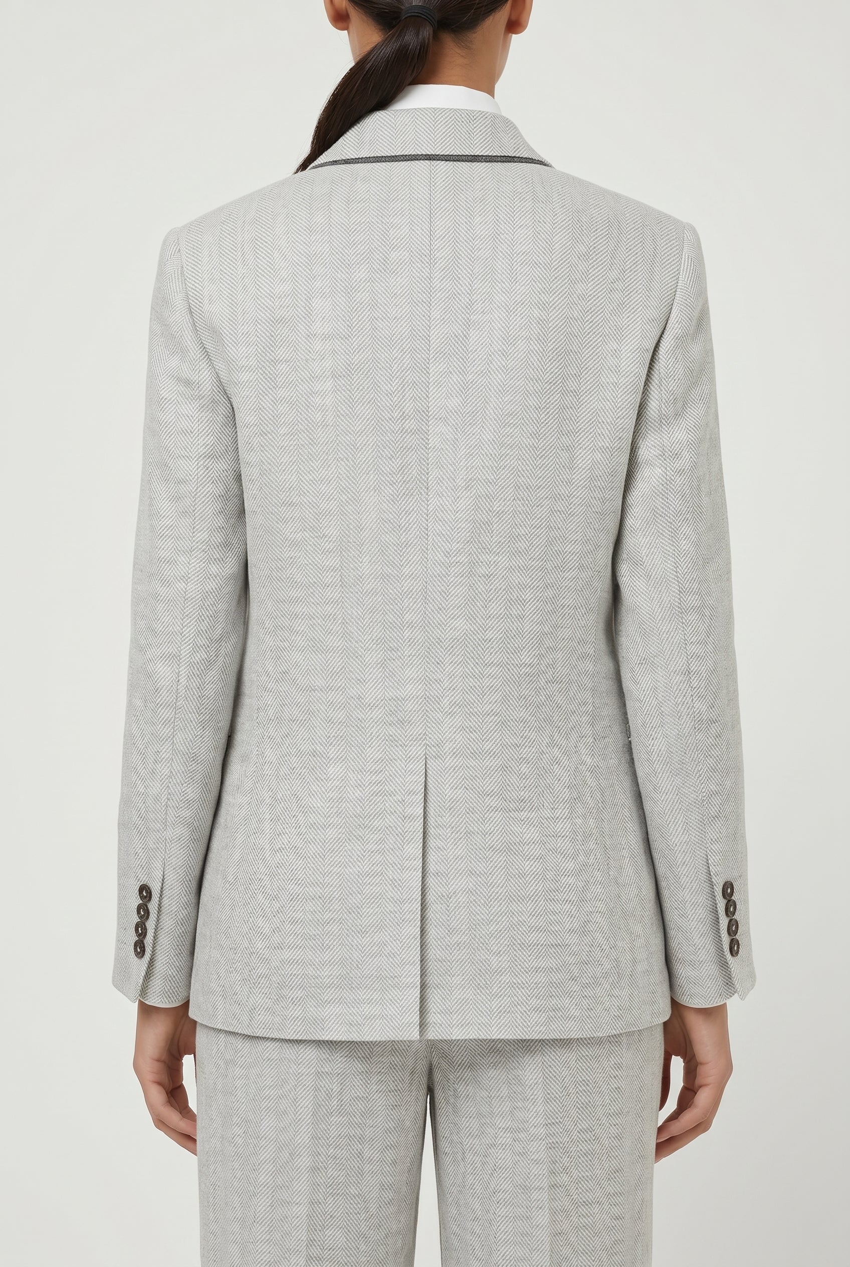 BRUNELLO CUCINELLI WOMEN'S LIGHT GREY LINEN BLAZER