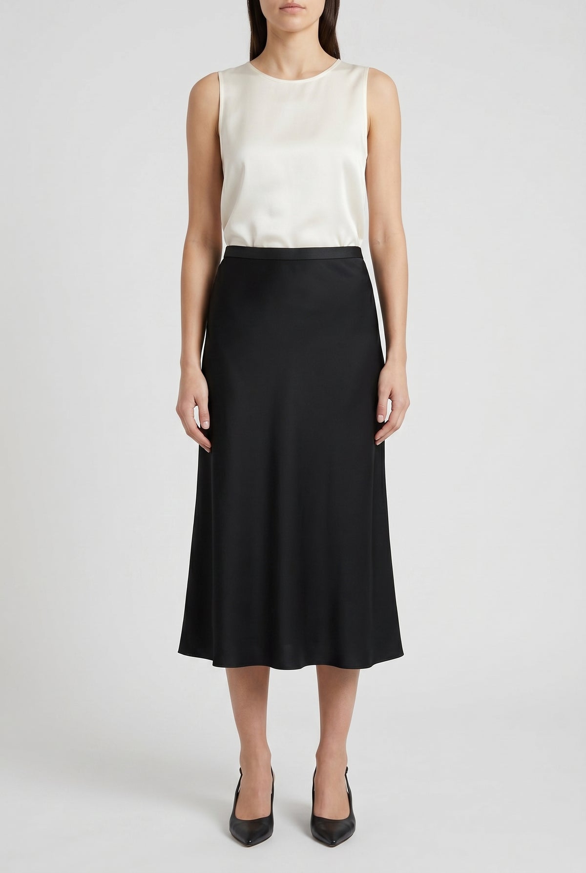 BRUNELLO CUCINELLI WOMEN'S BLACK SILK BLEND MIDI SKIRT