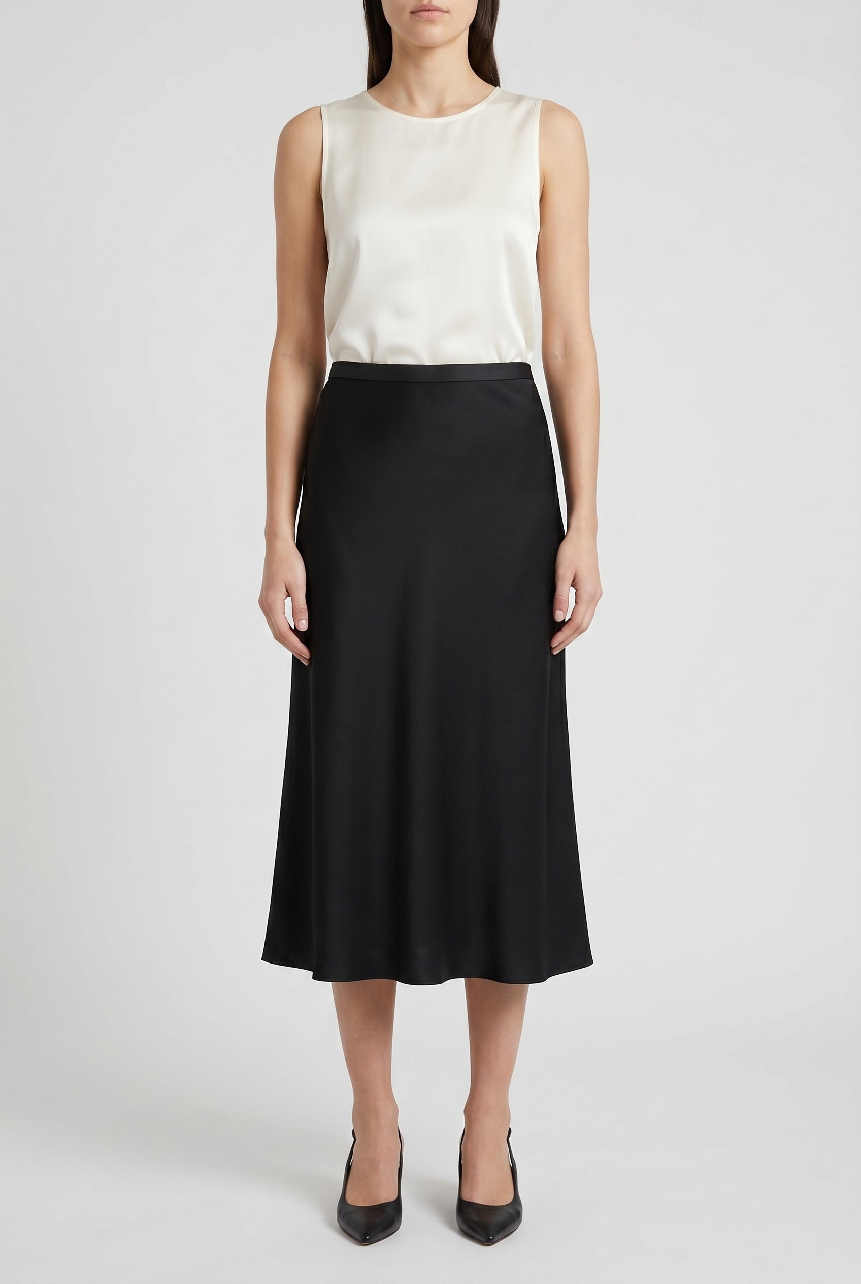 BRUNELLO CUCINELLI WOMEN'S BLACK SILK BLEND MIDI SKIRT