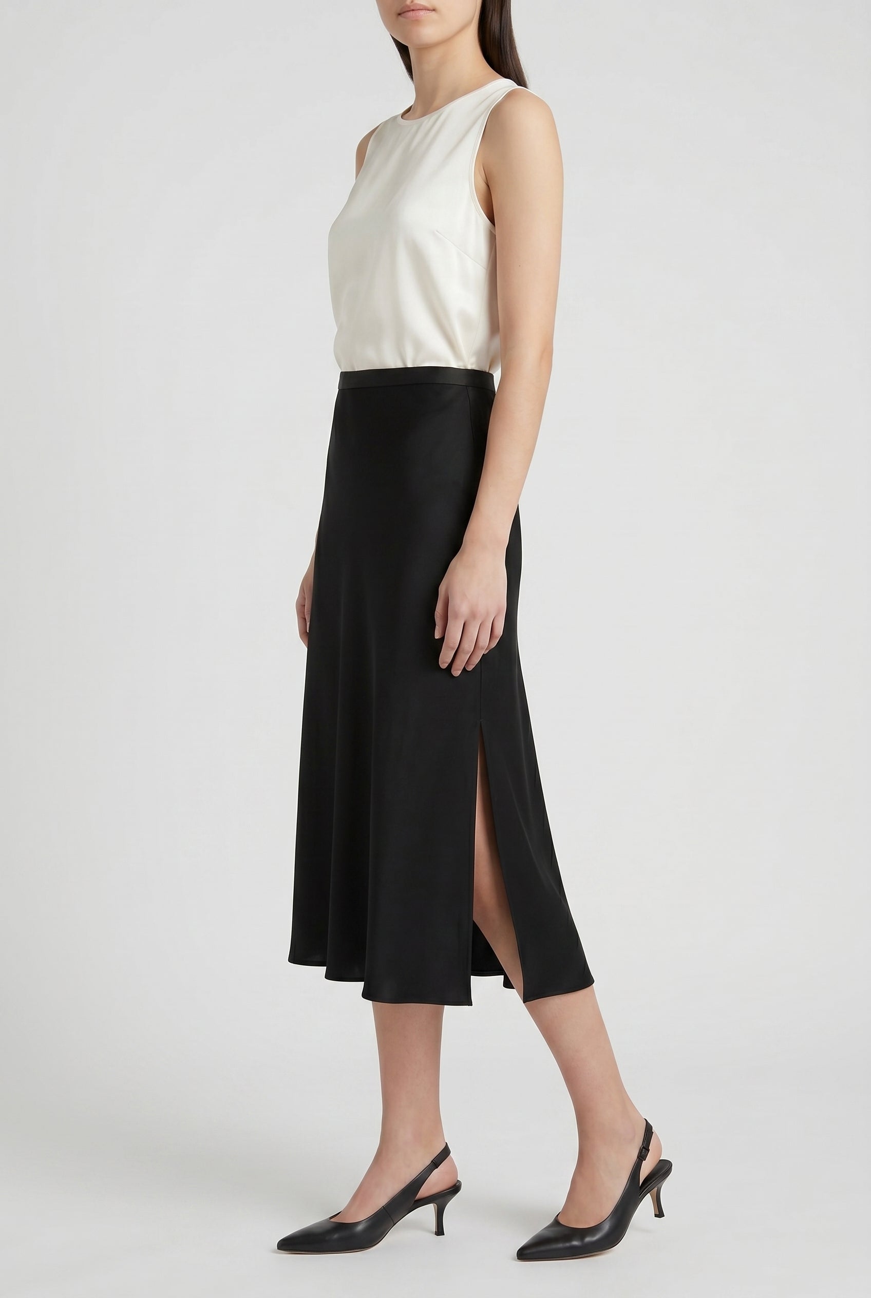 BRUNELLO CUCINELLI WOMEN'S BLACK SILK BLEND MIDI SKIRT