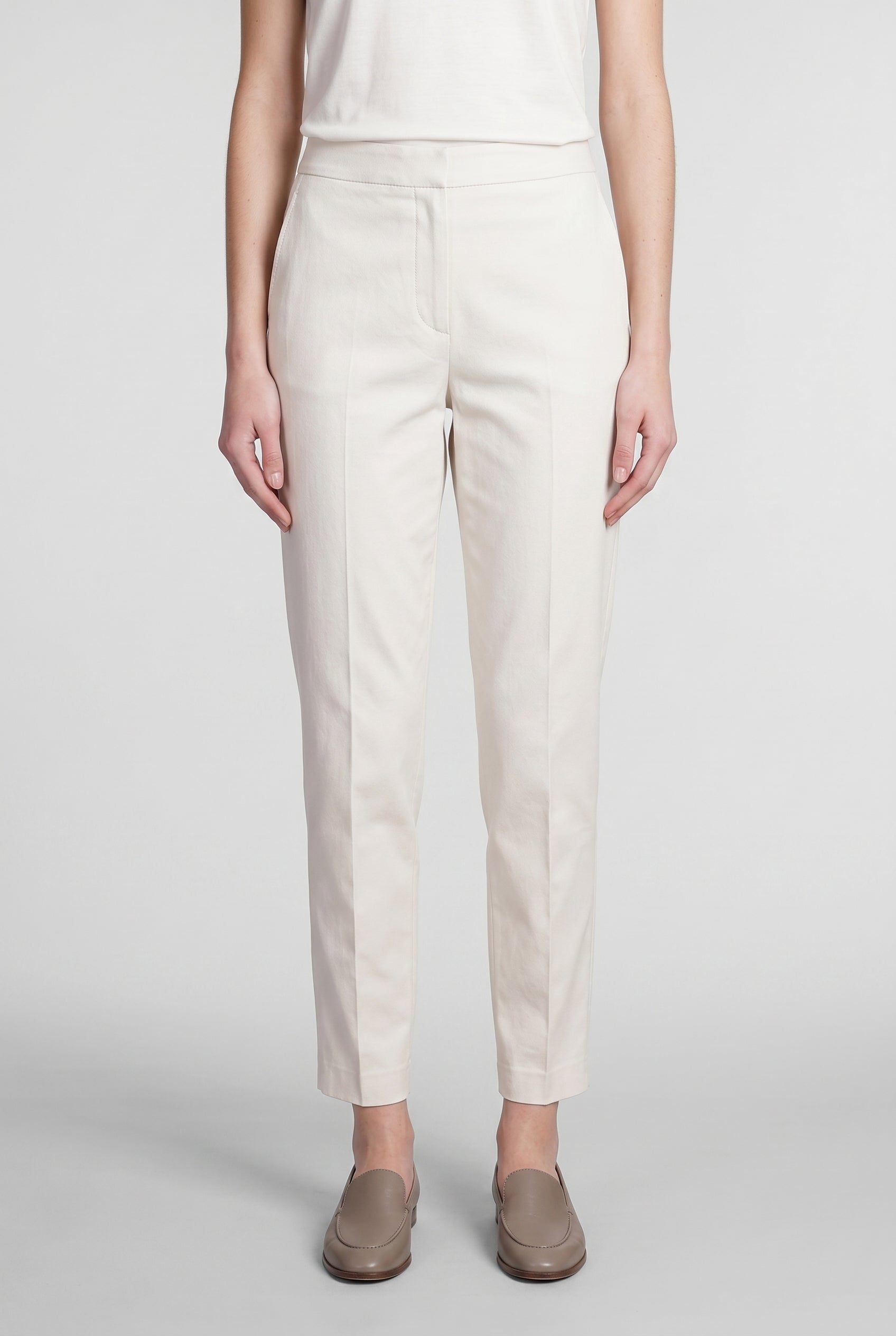 BRUNELLO CUCINELLI WOMEN'S OFF WHITE TAILORED TROUSERS