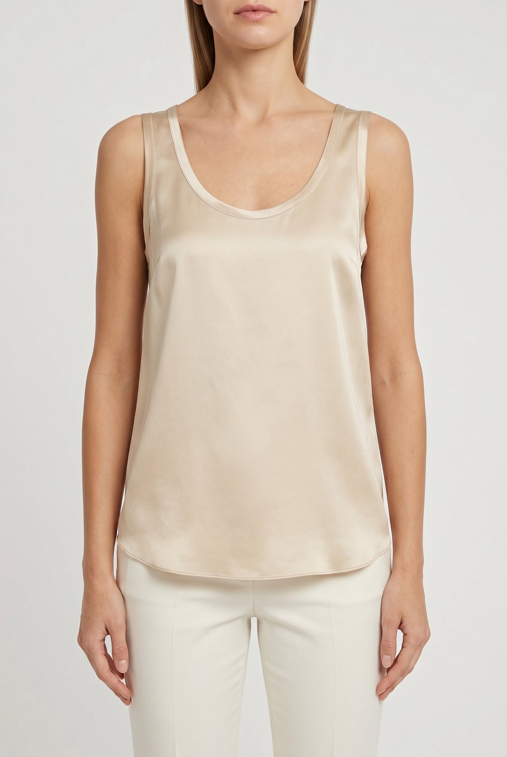 BRUNELLO CUCINELLI WOMEN'S LIGHT GOLD SILK TANK TOP