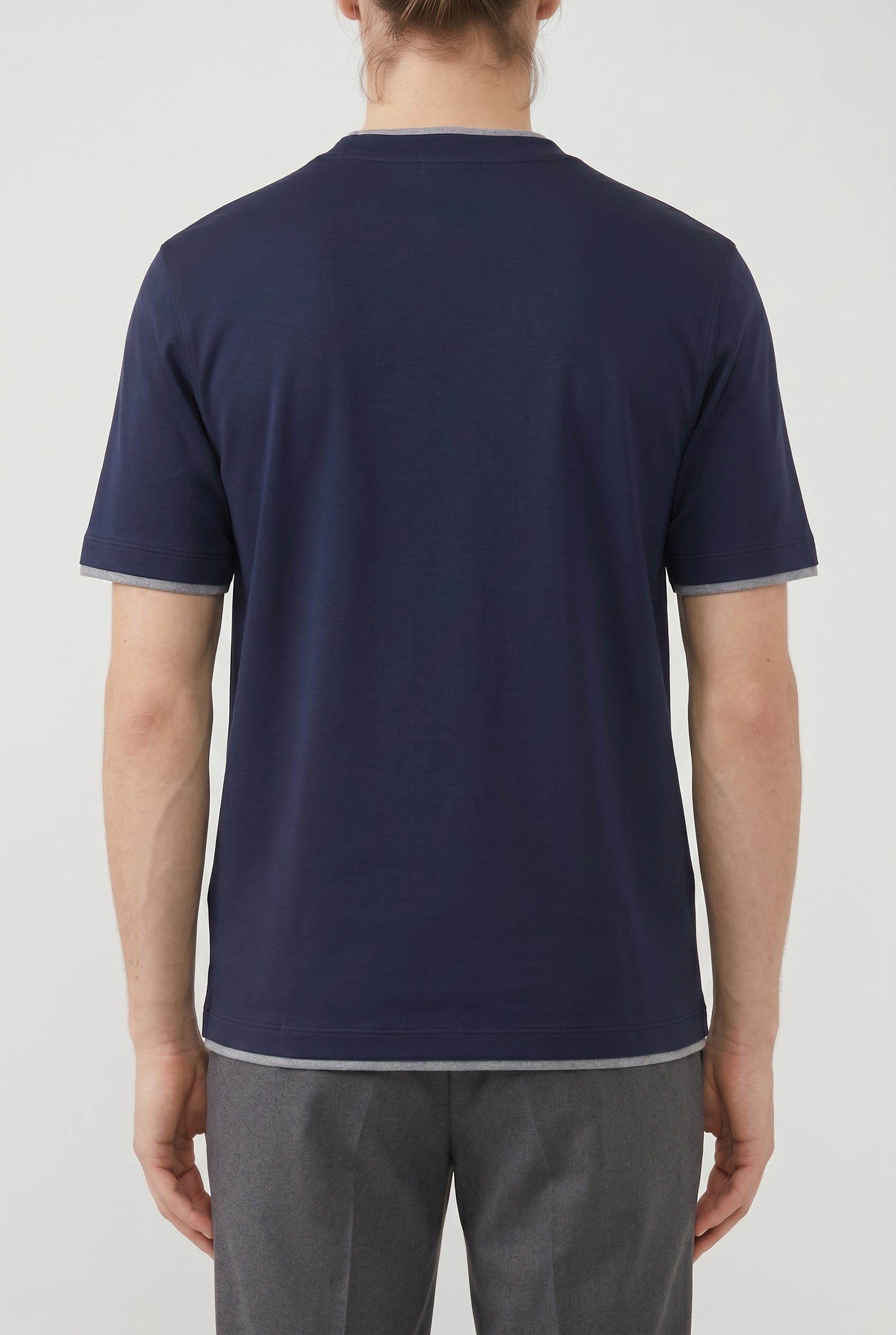 BRUNELLO CUCINELLI MEN'S DARK BLUE COTTON SHIRT