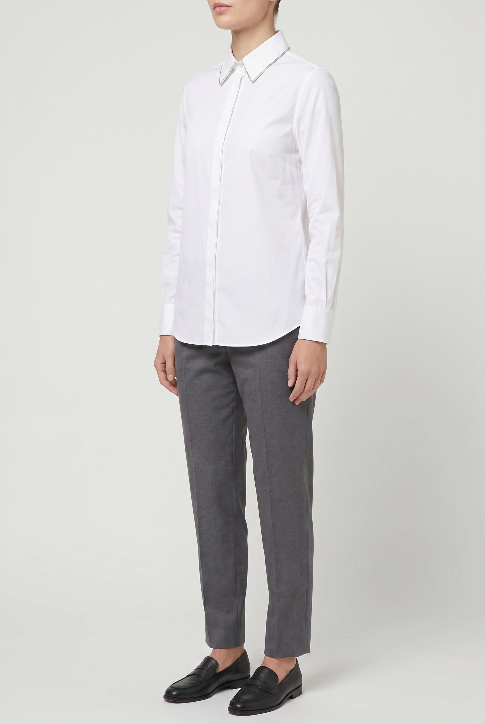 BRUNELLO CUCINELLI WOMEN'S WHITE COTTON BLEND SHIRT