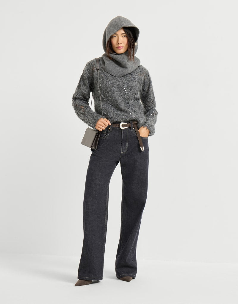 BRUNELLO CUCINELLI WOMEN'S DARK BLUE WIDE TROUSERS