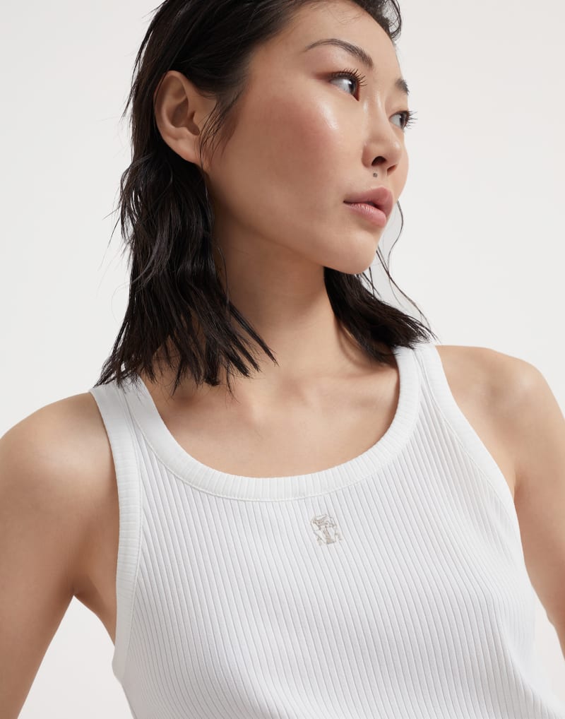 BRUNELLO CUCINELLI WOMEN'S WHITE RIBBED TANK DRESS