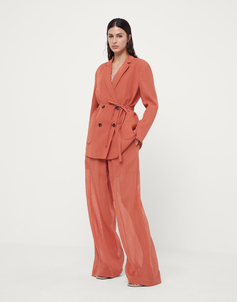 BRUNELLO CUCINELLI WOMEN'S RUST RELAXED WIDE LEG TROUSERS