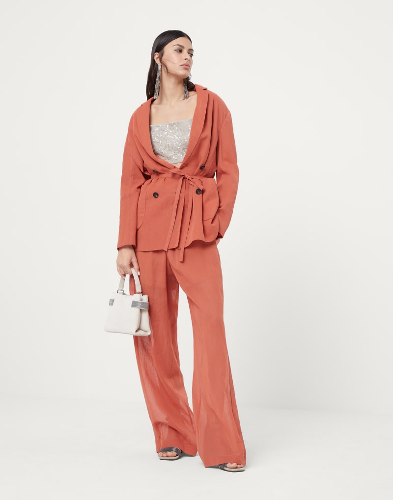 BRUNELLO CUCINELLI WOMEN'S RUST RELAXED WIDE LEG TROUSERS