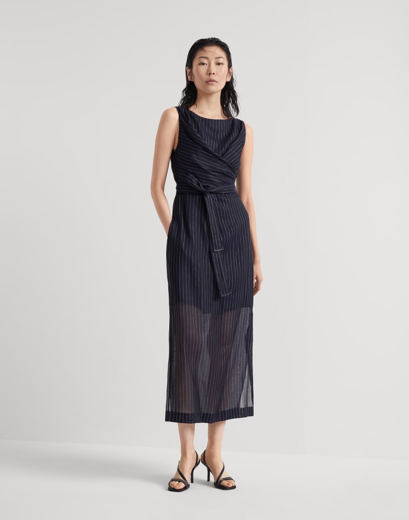 BRUNELLO CUCINELLI WOMEN'S NAVY SLEEVELESS WRAP DRESS