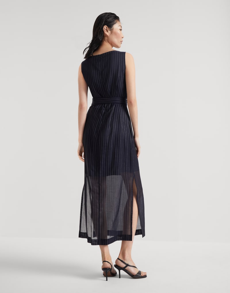 BRUNELLO CUCINELLI WOMEN'S NAVY SLEEVELESS WRAP DRESS
