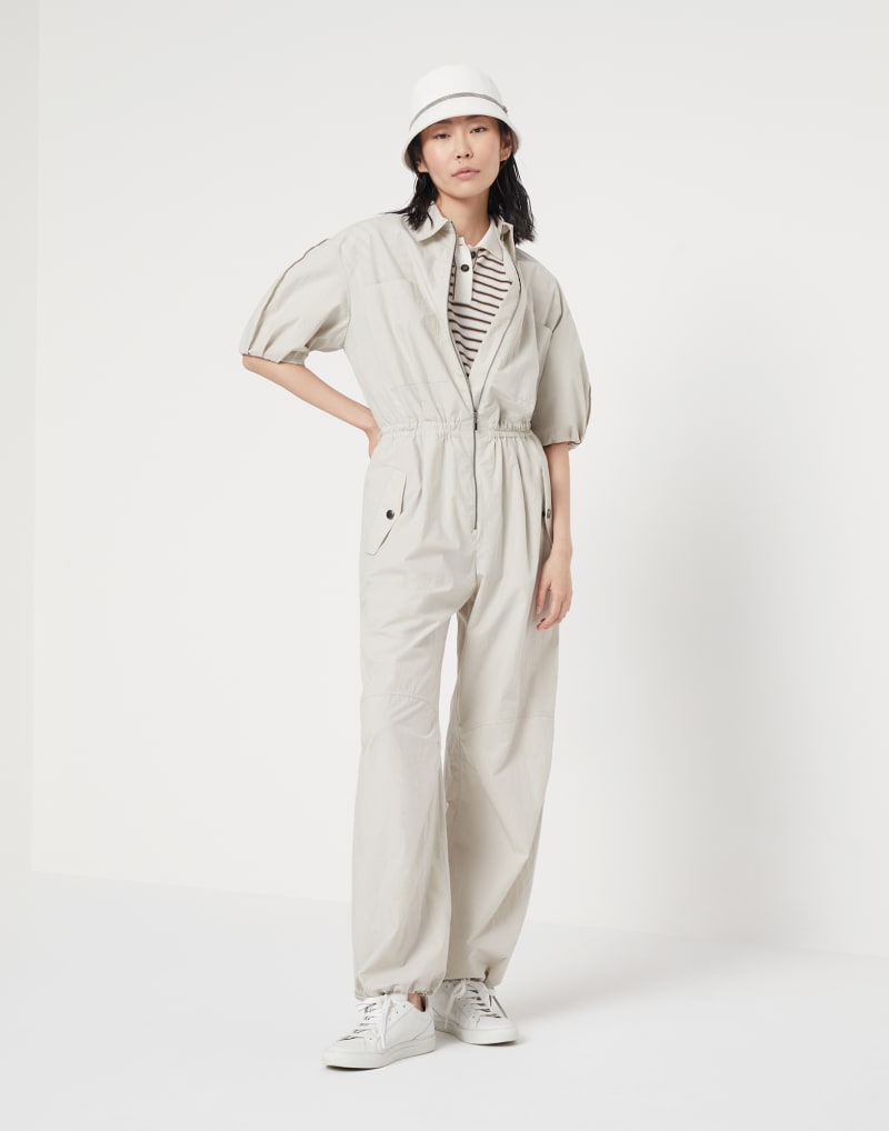 BRUNELLO CUCINELLI WOMEN'S LIGHT BEIGE RELAXED JUMPSUIT