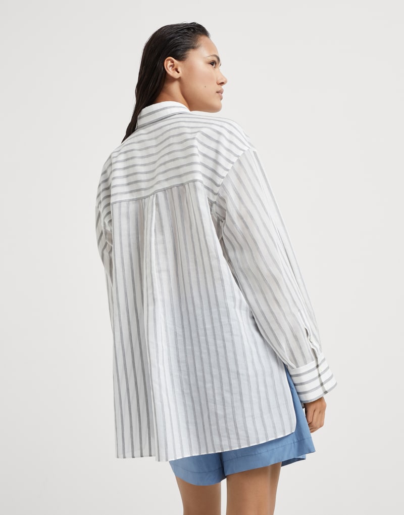 BRUNELLO CUCINELLI WOMEN'S WHITE STRIPED OVERSIZED SHIRT