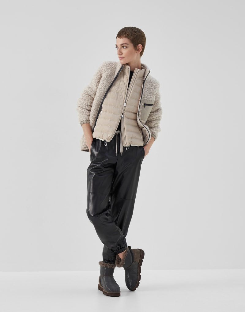 BRUNELLO CUCINELLI WOMEN'S BLACK LEATHER RELAXED TROUSERS