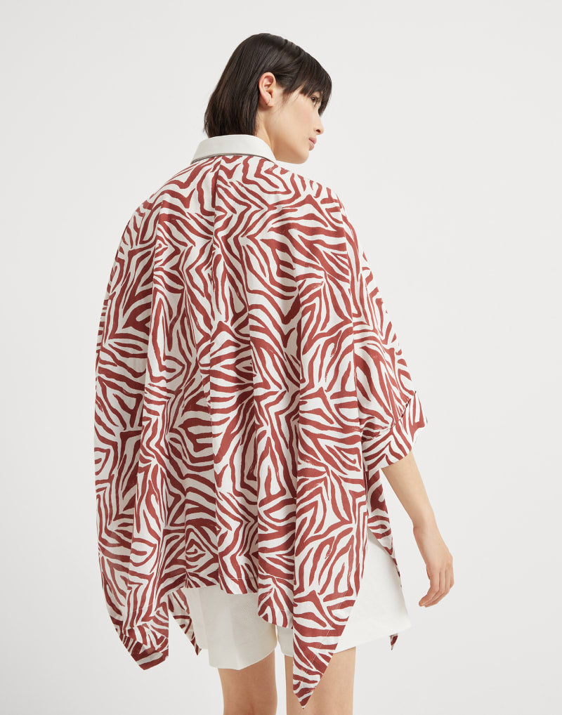 BRUNELLO CUCINELLI WOMEN'S RED SILK BLEND OVERSIZED SHIRT