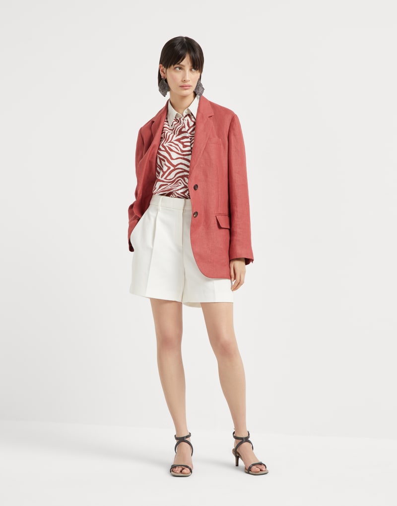 BRUNELLO CUCINELLI WOMEN'S RED SILK BLEND OVERSIZED SHIRT