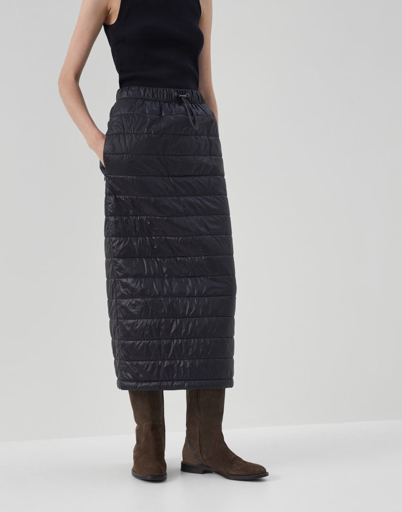BRUNELLO CUCINELLI WOMEN'S BLACK QUILTED MIDI SKIRT
