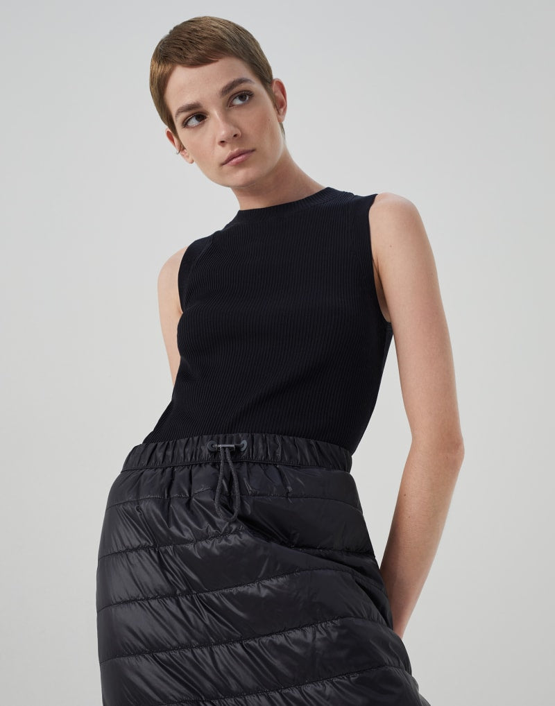 BRUNELLO CUCINELLI WOMEN'S BLACK QUILTED MIDI SKIRT