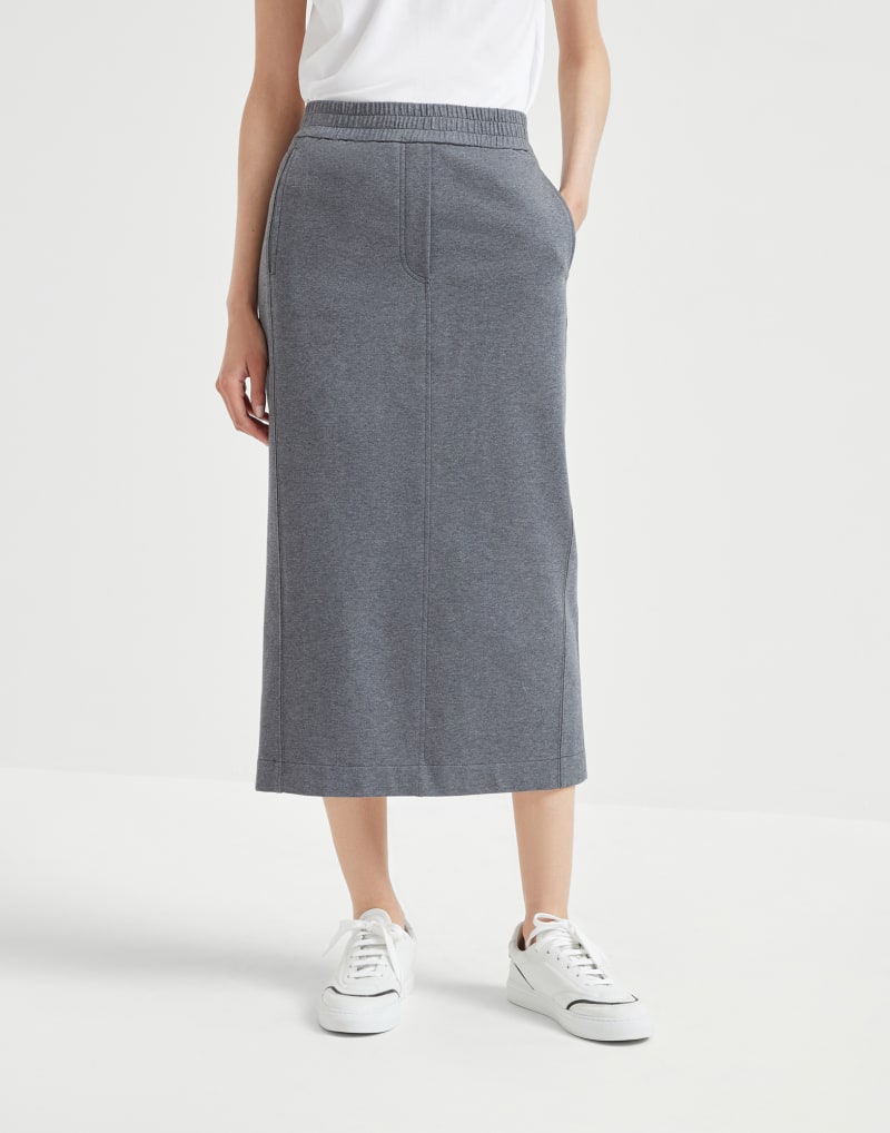 BRUNELLO CUCINELLI WOMEN'S GREY MIDI STRAIGHT SKIRT