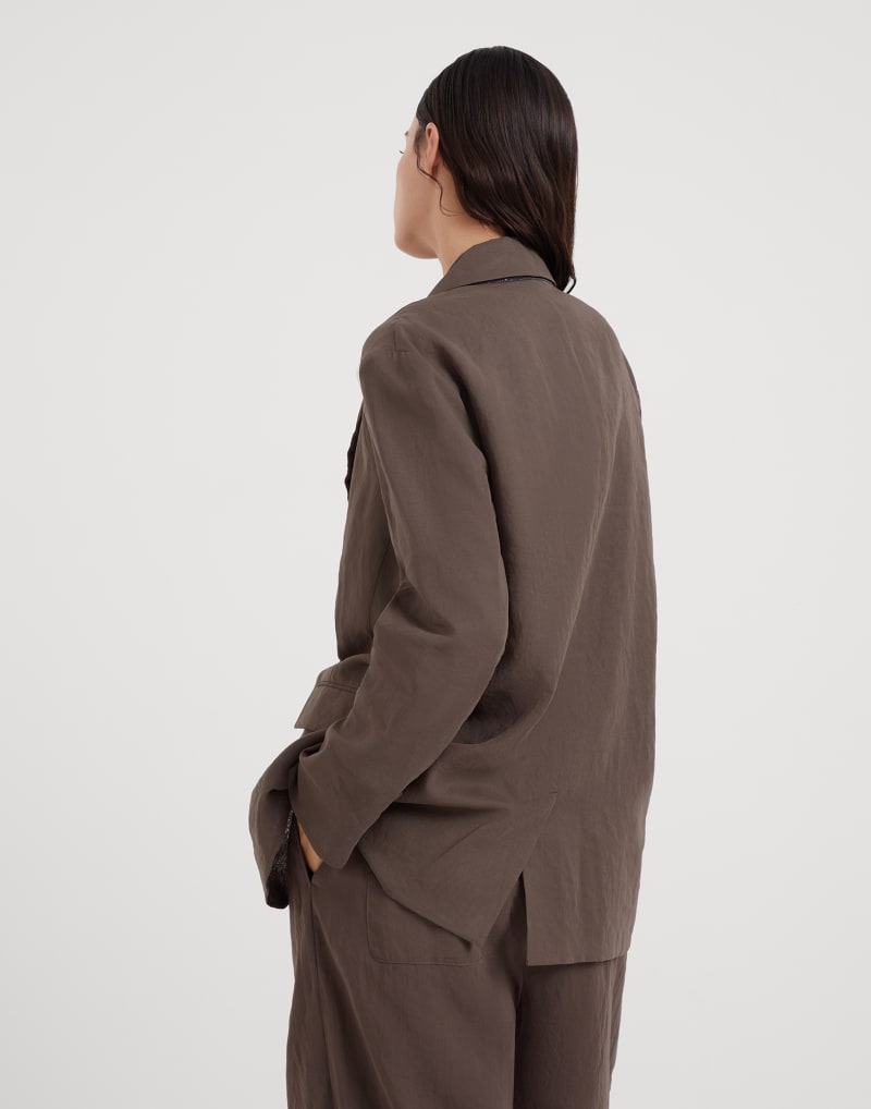 BRUNELLO CUCINELLI WOMEN'S BROWN RELAXED COTTON BLAZER