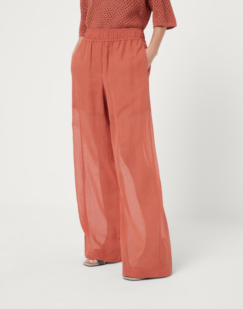 BRUNELLO CUCINELLI WOMEN'S RUST RELAXED WIDE LEG TROUSERS