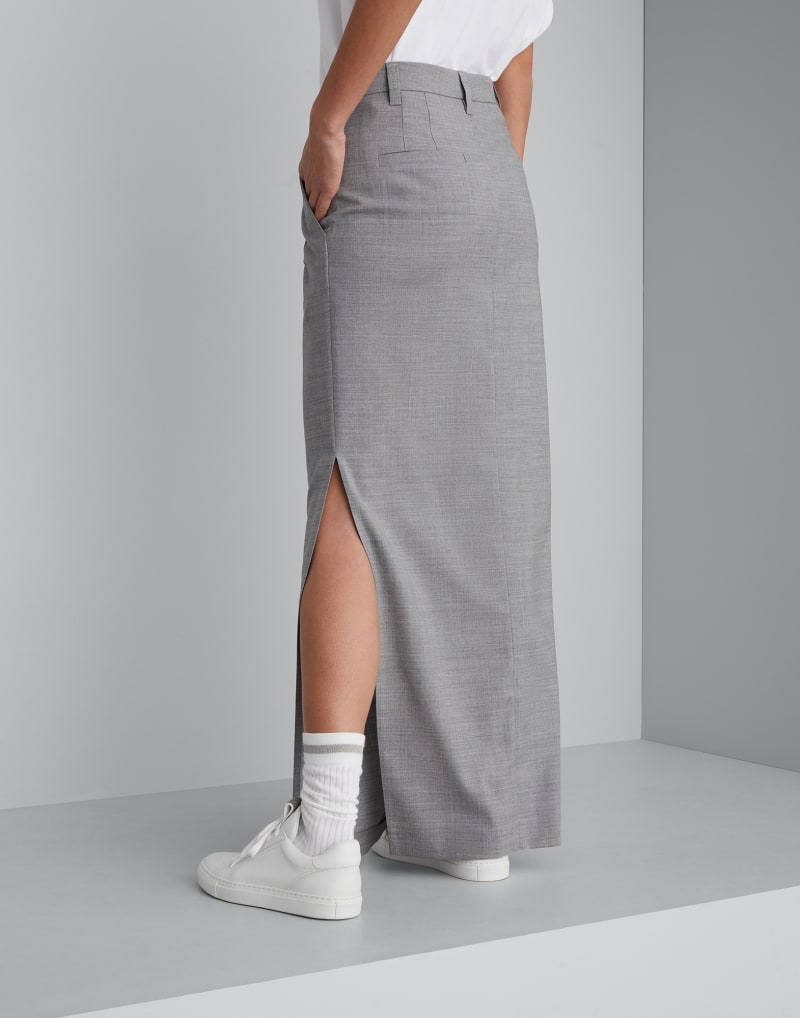 BRUNELLO CUCINELLI WOMEN'S LIGHT GREY WOOL SKIRT