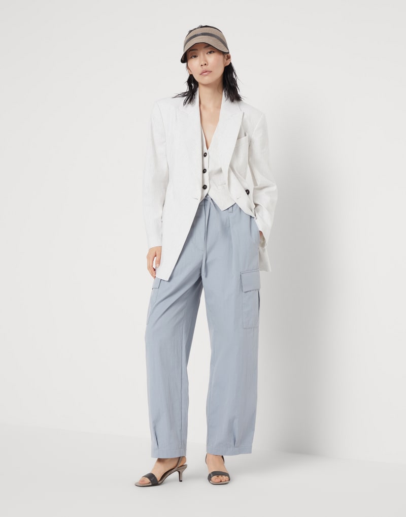 BRUNELLO CUCINELLI WOMEN'S LIGHT BLUE RELAXED TROUSERS