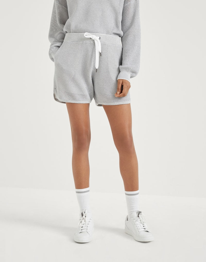 BRUNELLO CUCINELLI WOMEN'S LIGHT GREY COTTON SHORTS