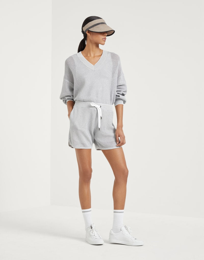 BRUNELLO CUCINELLI WOMEN'S LIGHT GREY COTTON SHORTS