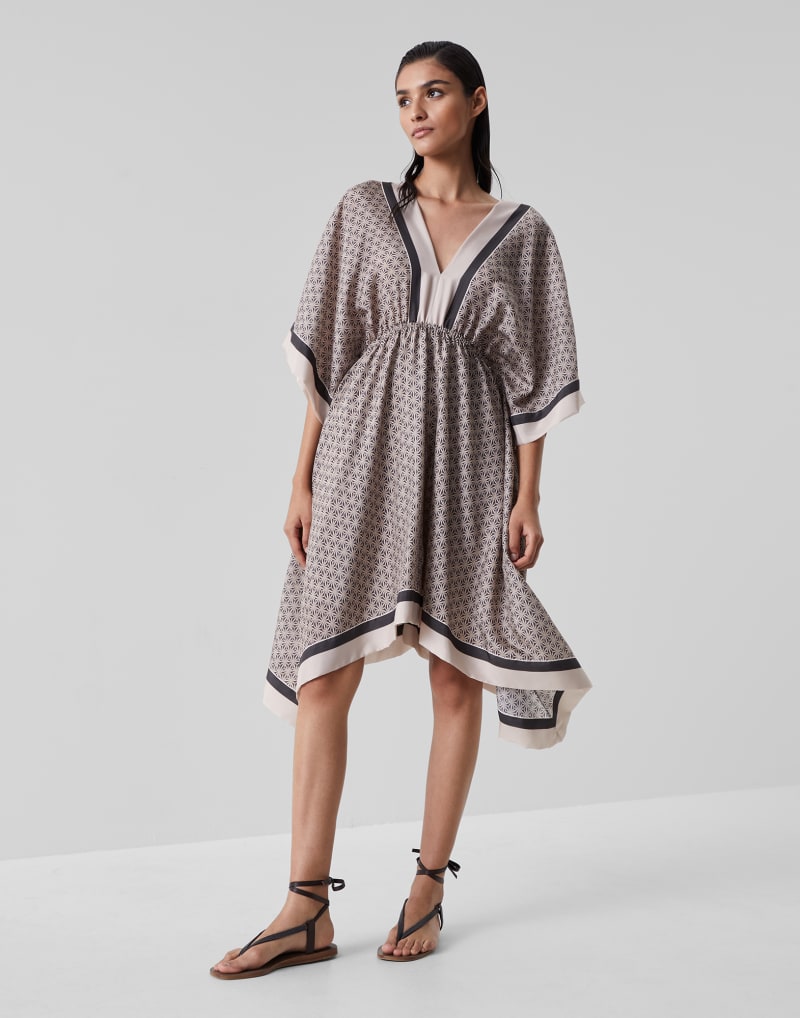 BRUNELLO CUCINELLI WOMEN'S BEIGE SILK RELAXED DRESS
